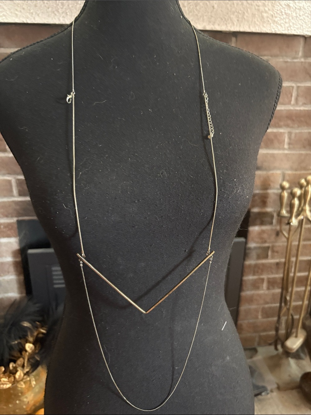 Vintage Gold Layered V-Bar Necklace - Gold